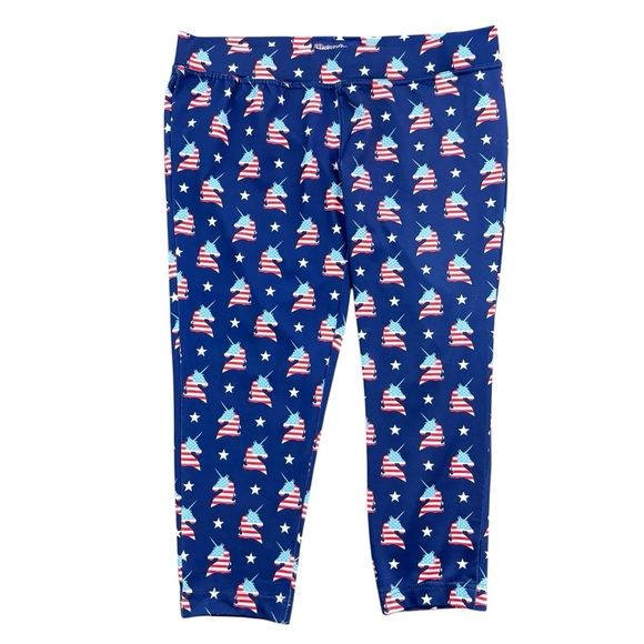 Tipsy Elves Patriotic Unicorn Cropped Leggings - Picture 1 of 12